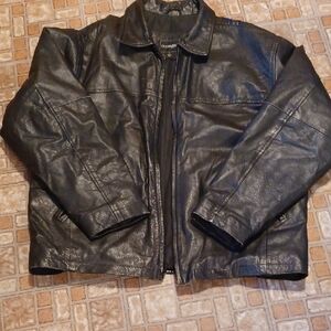 Men's Black Leather Jacket Outbrook Mens Size Large